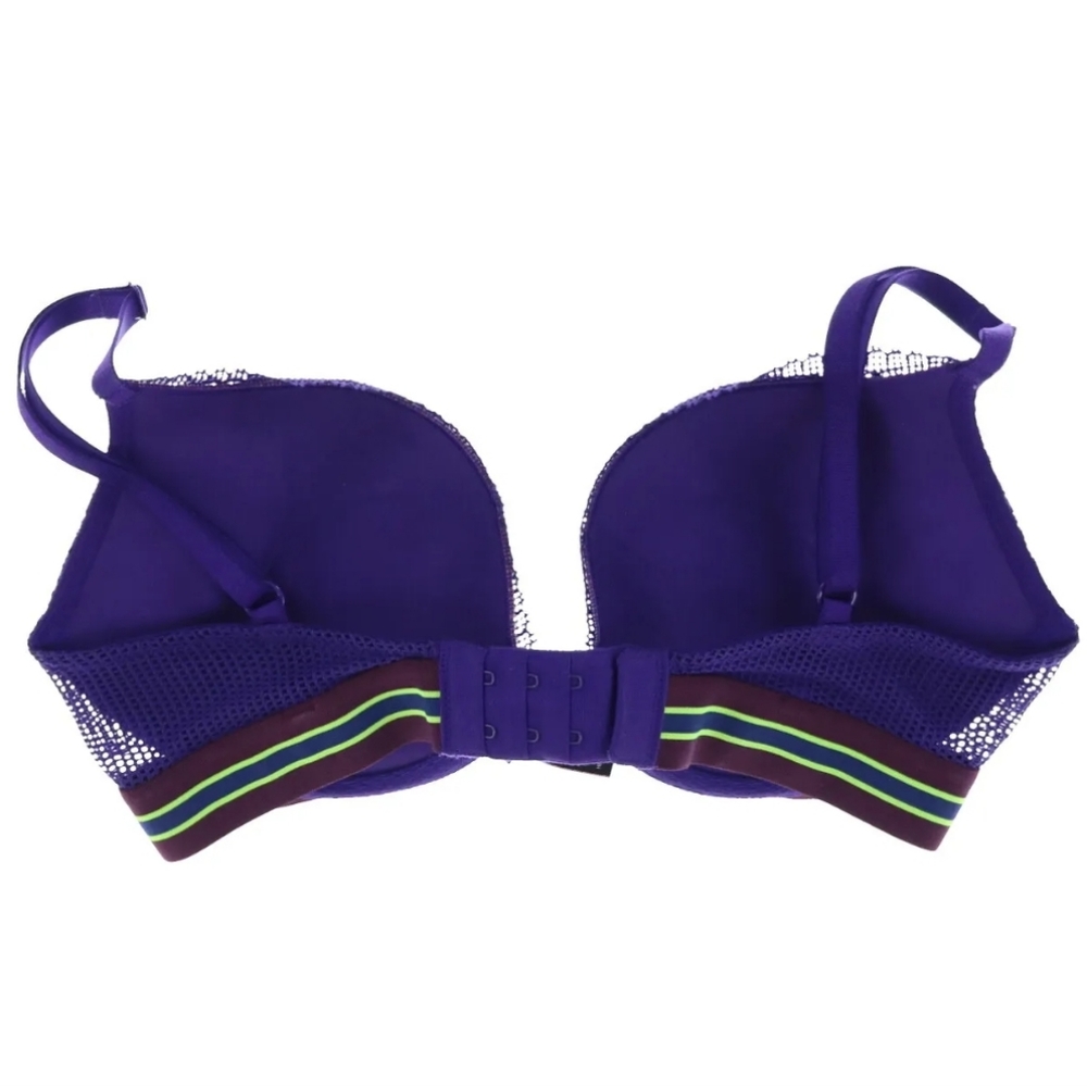 Victorias Secret purple rapture striped band bombshell plunge push up bra 34D - Picture 6 of 16